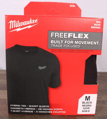 Milwaukee FREEFLEX Hybrid Tee Short Sleeve Shirt Black Medium 603B-Medium New