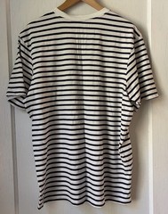 NWOT Pact Mens VNeck TShirt Blue White Stripe L Classic Preppy Nautical