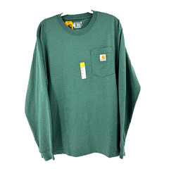 Carhartt K126 Men’s Loose Fit Heavyweight Logo Pocket T-Shirt Med Green Work NEW