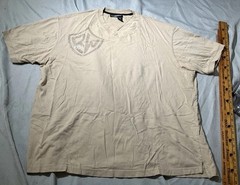 Vtg Rocawear Shirt Mens XXL 2XL Beige Graphic Print Tee Rap Crest Logo 90s Y2k
