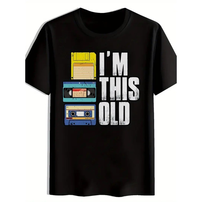 Men’s Vintage “I’M THIS OLD” Cassette Graphic T-Shirt – Black Retro Music Tee