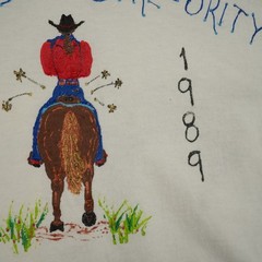 Vintage 1989 Hidden Springs Ranch Hand Painted Horse Tee White Cotton Men M