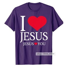 I Love Jesus Loves You Heart T-Shirt Christian Faith In Christ Religious Tee