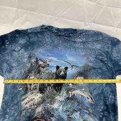 The Mountain T Shirt Blue Tie Dye Alaska Bear Wolf Fish Graphic LS Tee Men’s XL