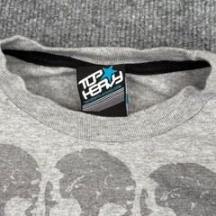Top Heavy Mens M Gray Skull Guitar Graphic Layered Long Sleeve T-Shirt Y2K Rock