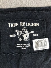True Religion Shirt Women’s XL Black Sleeveless Round Neck All Over Logo Print