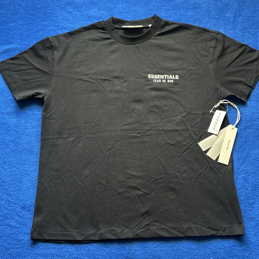 Fear of God ESSENTIALS Jet Black Logo T-Shirt Size XL