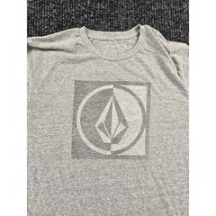 Volcom Mens Heather Grey Stone Logo Graphic T-Shirt Short Sleeve Crew Neck M