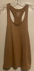 Yaker Men’s Workout Tank Top Cotton Light Brown Small Fitness Racerback NWOT