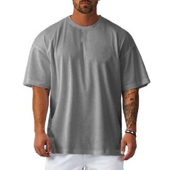 Mens Oversized T Shirt Breathable Mesh Gym Fitness Quick Dry Loose Top UK