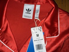 NEW WT Adidas Men’s Satin Shirt Monogram Size MEDIUM Shiny Glanz Button Down