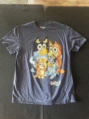 Bluey Family Graphic T Shirt Adult L Heather Blue Bingo Bandit Chilli Cartoon