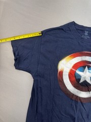 Captain America Shield T-Shirt Navy Blue Graphic Print Mens Size Large Read