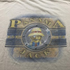 Vintage Panama Jack Shirt Mens Large Beige Double Sided Graphic Beach Tee 90s