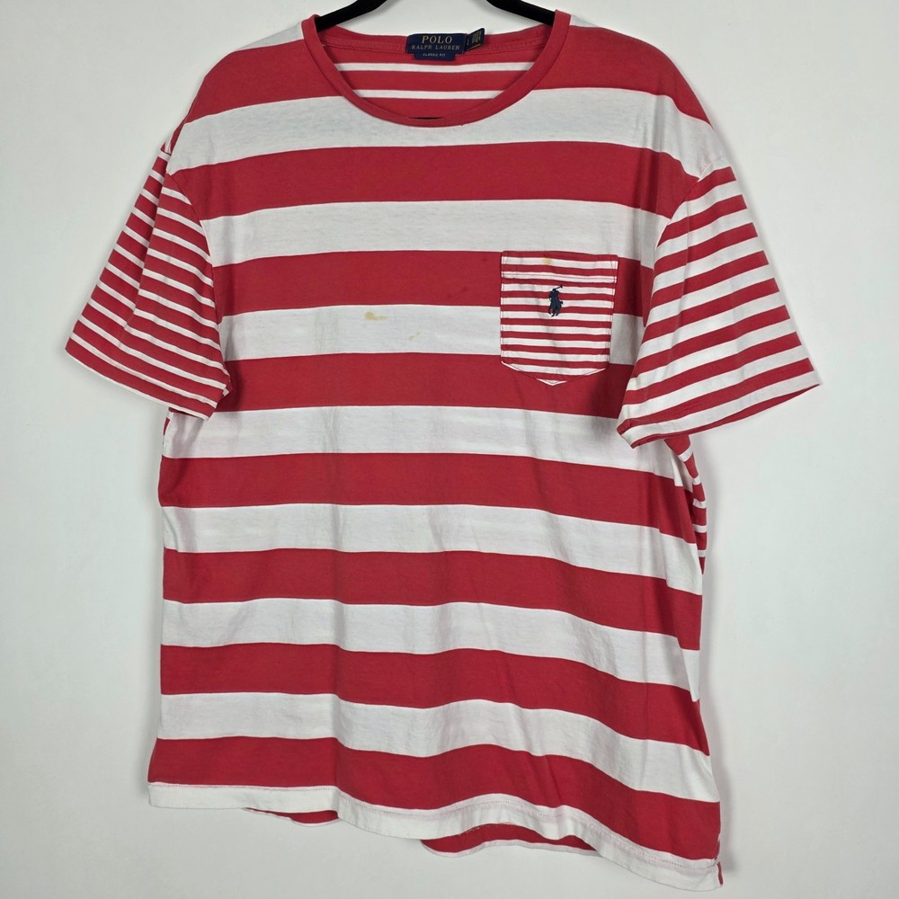 Polo Ralph Lauren Classic Fit Striped Preppy Mens Large Short Sleeve T Shirt