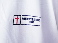 Mens white T- shirts 100% cotton XL/XG/TG chunch logo on Philippi Retreat 2007