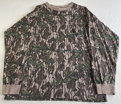 Vtg LG Long Sleeve Mossy Oak Pocket Shirt Green Leaf Foliage USA Made See Pics