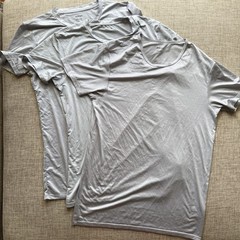 Preowned 3x UNIQLO AIRISM Crew Neck Mens Short Sleeve Shirt Grey Gray SMALL
