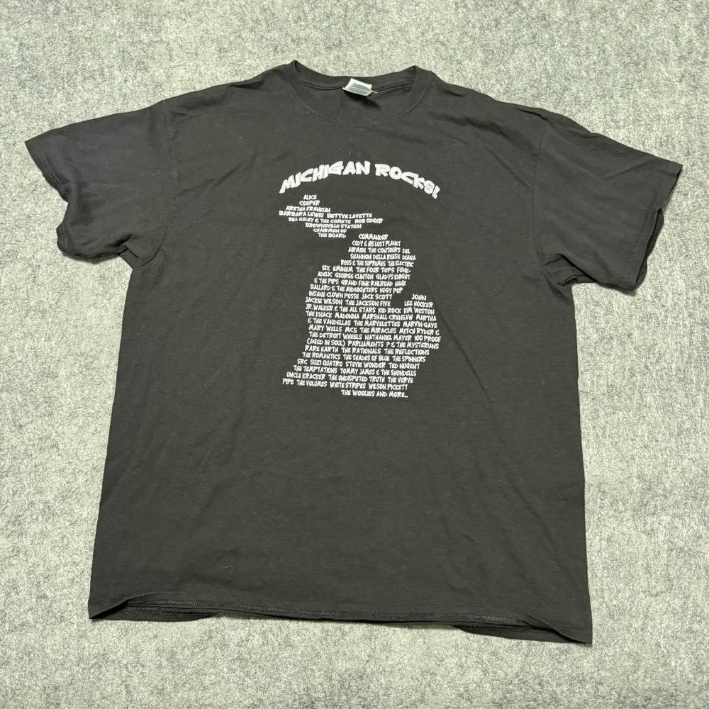 Vintage Delta Mens T-Shirt Size XL Black Michigan Rocks! Pre-Shrunk