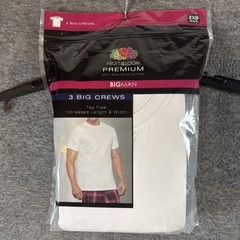 Fruit Of the Loom Undershirts T-Shirt 3-pk Big Man Crew Neck 2XB White NEW