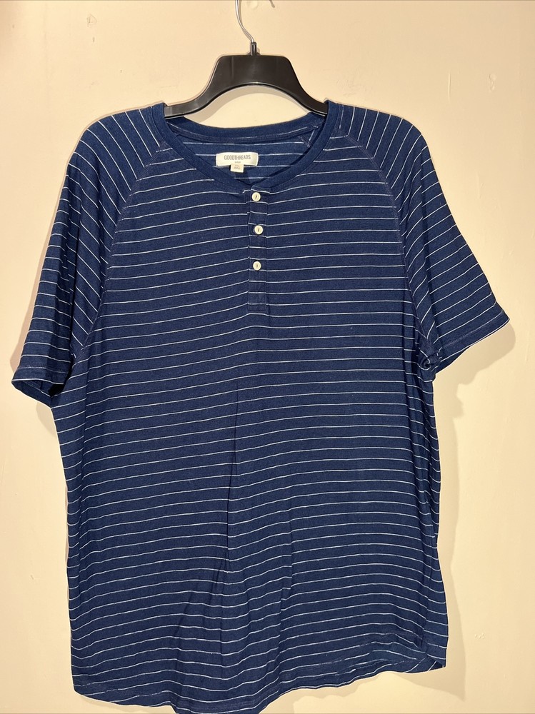 Goodthreads Men’s Short Sleeve Shirt With Buttons Blue Size XXL