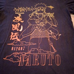 Naruto Men’s Black Anime T-Shirt Size L Graphic Print Jersey Casual, FUC