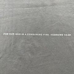 Vintage God T-Shirt Mens Medium Gray Yah Wear Hebrews Jewish Religion Fire y2k