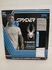 Brand New 3 Pack Spyder T Shirts, Gray Black and White, Size XL