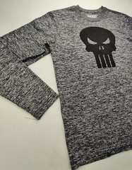 MARVEL “The Punisher” Men’s Small Heather Gray/Black Long Sleeve Athletic Tee