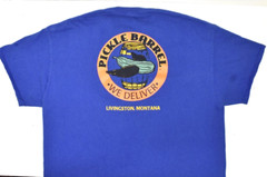 Pickle Barrel T-shirt Livingston Mont. Mens XL Shirt 48″ Chest Stain Pin Hole