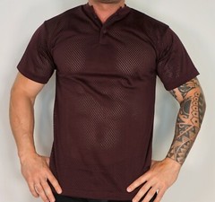 NEW MEN’S MAROON MESH 2 BUTTON SHIRT ADULT L