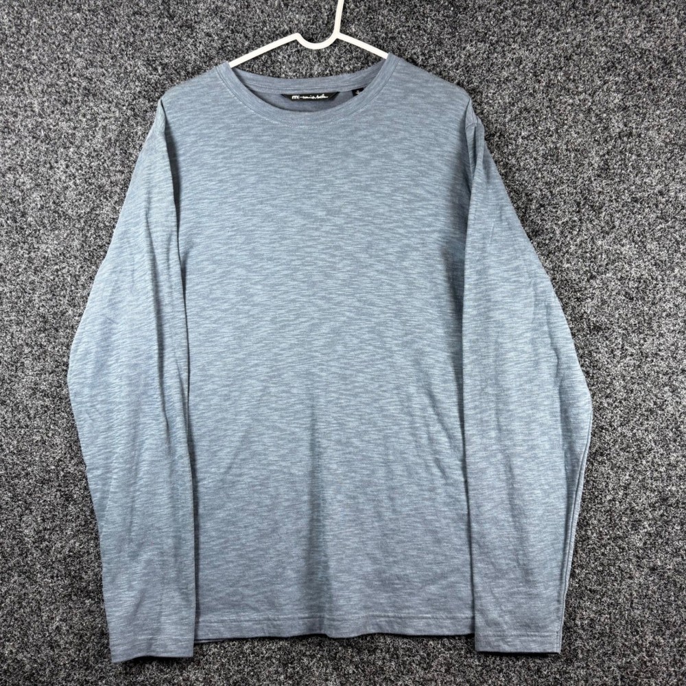 TravisMathew Mens XL Blue Heathered Slub Knit Long Sleeve Crewneck T-Shirt