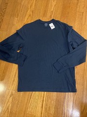 J Crew Mens Long Sleeve Washed Jersey Tee~Size L~Vintage Navy Cotton NWT