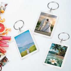 12pcs Acrylic Photo Frame Keychain Holder 2X3 Inch Blank Picture Insert Keyring