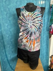 NEW Spiral Ice Tie Dye T-Shirt, Mens L Tank Top, Gray Rainbow