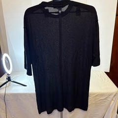 GIORGIO DANIELI Black Textured Stretch Viscose Blend T-Shirt Sz See Measurements