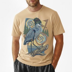 Great Blue Heron T-Shirt Beanie Hat Geometric Outdoor Nature Bird Lover Gift