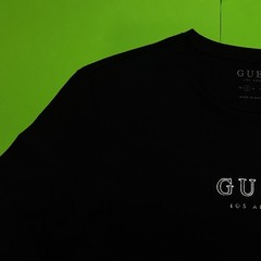 GUESS Los Angeles Men’s Long Sleeve T-Shirt SMALL Black w/White, Silver NEW