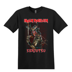 Iron Maiden Senjutsu Graphic Black T-Shirt Eddie Samurai Heavy Metal Band Tees