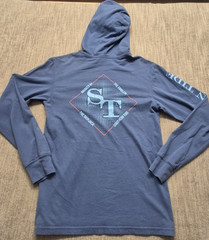 Southern Tide blue long sleeve hooded t-shirt XS fishing drawstring logo Cotton
