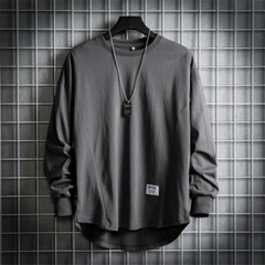Men’s Casual Baggy Long Sleeve Shirt Sports Round Neck Fashion T-Shirt Street