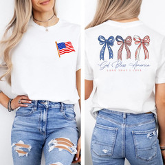 God Bless American Land that I Love Jesus Happy 4th of July 2SIDE T-Shirt