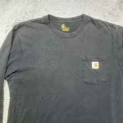 Carhartt Shirt Men’s L Black Original Fit Long Sleeve Pocket Grunge HOLES SPOTS