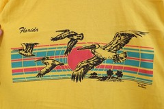 Vintage 70s Streetwear Mens Medium Florida Beach Sunset Bird T-Shirt Yellow USA