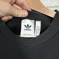 Adidas Waffle Knit T Shirt Mens Size XL Heavyweight Charcoal Grey Double Sided