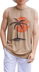 Mens Sleeveless Tank Top Summer Beach Graphic Muscle Tee Shirt Casual Hawaiian