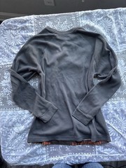 Y2K Skater Style Gray and Red Long Sleeve Thermal with Grim Reaper Graphic