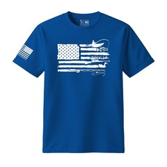 Fishing Hunting American Flag Cotton T-Shirt, Gift for Dad