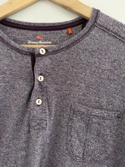 Tommy Bahama Men’s Large Heather Henley Weekend Casual Relaxed Long Sleeve Tee