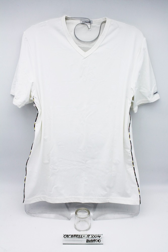 T-Shirt M/Short – V, Men, (Fibers), White + Black R204 Cacharel Homme